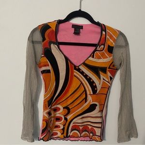 custo barcelona pink and orange shirt